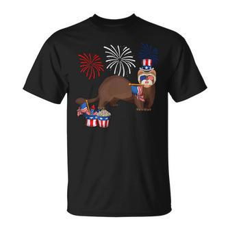 Ferret Holding American Flag Sunglasses Happy 4Th Of July Unisex T-Shirt - Monsterry UK