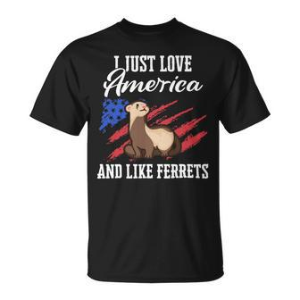 Ferret Marten Animal Usa Flag Unisex T-Shirt - Monsterry UK