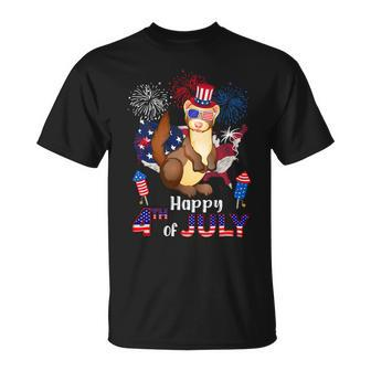 Ferret Proud American Flag Fireworks Lover Happy 4Th Of July Unisex T-Shirt - Monsterry UK