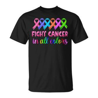 Fight Cancer In All Color Feather Breast Cancer Awareness T-Shirt | Mazezy