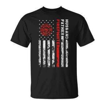 Firefighter Husband Father Fireman Fathers Day For Dad Unisex T-Shirt | Mazezy AU