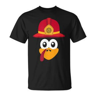 Firefighter Thanksgiving Turkey Design For Fireman Or Kids Unisex T-Shirt | Mazezy