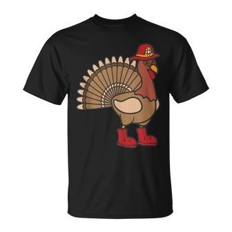 Firefighter Turkey For Thanksgiving Present Idea Unisex T-Shirt | Mazezy
