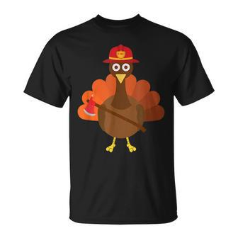 Firefighter Turkey Funny Thanksgiving Firemen Unisex T-Shirt | Mazezy