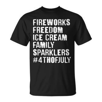 Fireworks Freedom Ice Cream Family Sparklers 4Th Of July Freedom Funny Gifts Unisex T-Shirt | Mazezy