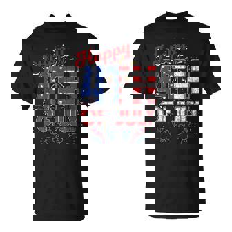 Fireworks Happy 4Th Of July Us Flag American 4Th Of July Unisex T-Shirt | Mazezy
