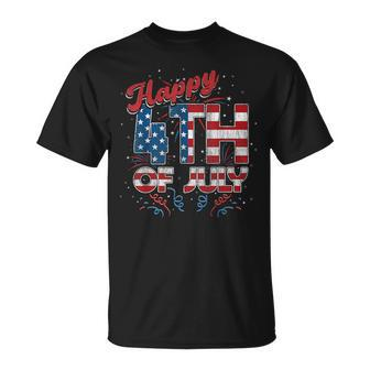 Fireworks Happy 4Th Of July Us Flag American 4Th Of July Unisex T-Shirt - Monsterry