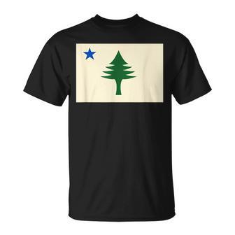 Flag Of Maine 1901 Maine State Flag Pine Tree State Unisex T-Shirt - Seseable
