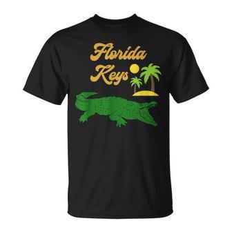 Florida Keys Alligator Sun Palm Trees Tropical Souvenir T-Shirt | Mazezy