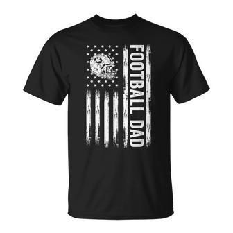Football Dad American Flag Proud Dad Of Ballers Fathers Day  Unisex T-Shirt