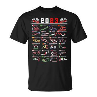Formula Racing Open Wheel Race Car Fan 2023 World Circuits T-Shirt | Mazezy