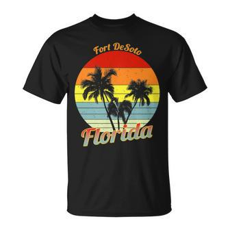Fort Desoto Florida Retro Tropical Palm Trees Vacation T-Shirt | Mazezy DE