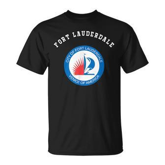 Fort Lauderdale Coat Of Arms Flag Pride National Gift Souven Unisex T-Shirt | Mazezy