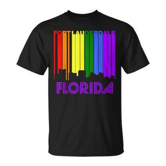 Fort Lauderdale Florida Lgbtq Gay Pride Skyline Unisex T-Shirt | Mazezy