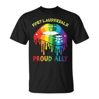 Fort Lauderdale Proud Ally Lgbtq Pride Sayings Unisex T-Shirt | Mazezy