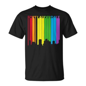 Fort Lauderdale Skyline Lgbt Pride Unisex T-Shirt | Mazezy