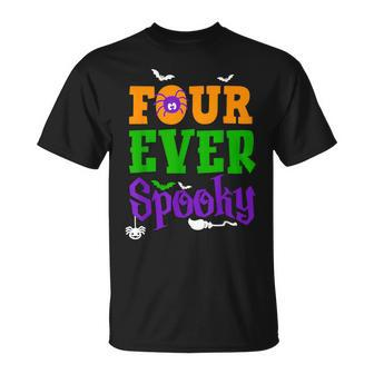 Four Ever Spooky Halloween 4Th Birthday Party 4 Year Old Boy T-Shirt - Thegiftio UK