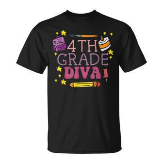 Fourth 4Th Grade Diva Cute First Day Of School Girls Kids Unisex T-Shirt - Seseable