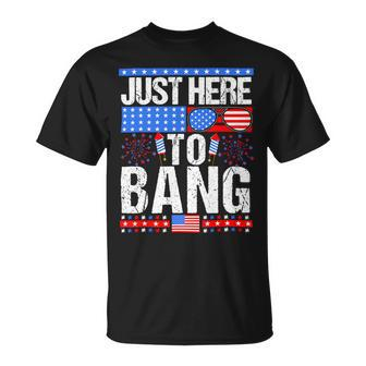 Fourth Of July 4Th Of July Im Just Here To Bang Patriotic Unisex T-Shirt - Monsterry