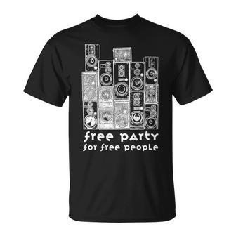 Free Tekno 23 Free Party For Free People Sound System T-Shirt | Mazezy