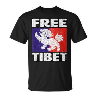 Free Tibet Flag Snow Lion Vintage Graphic T-Shirt | Mazezy
