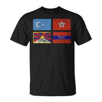 Free Tibet Uyghurs Hong Kong Inner Mongolia China Flag T-Shirt | Mazezy AU