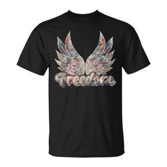 Freedom Wings July 4Th Patriotic Retro Angel Wings Usa Patriotic Funny Gifts Unisex T-Shirt | Mazezy UK