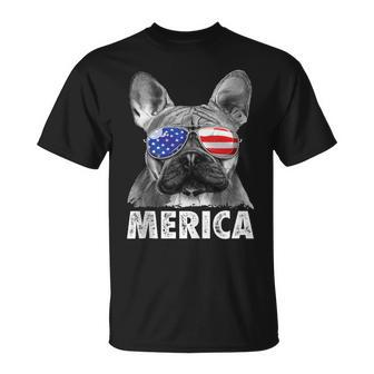 French Bulldog 4Th Of July Merica American Flag Unisex T-Shirt - Monsterry CA