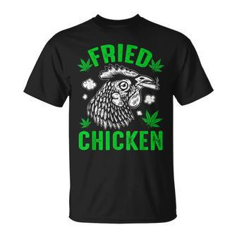 Fried Smoking Chicken 420 Marijuana Weed Leaf Pot 420 Unisex T-Shirt - Seseable