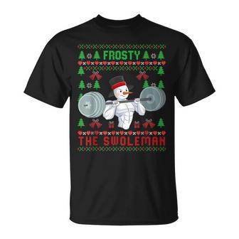 Frosty The Swoleman Ugly Christmas Sweater Snowman Gym T-Shirt | Mazezy