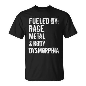 Fueled By Rage Metal And Body Dysmorphia Grunge Style T-Shirt - Monsterry DE