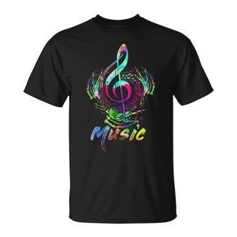 Funky Colorful Music Treble Clef Musical Note T-Shirt | Mazezy