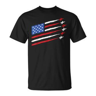 Funny 4Th Of July Fighter Jets Usa American Flag Celebration Unisex T-Shirt - Monsterry DE