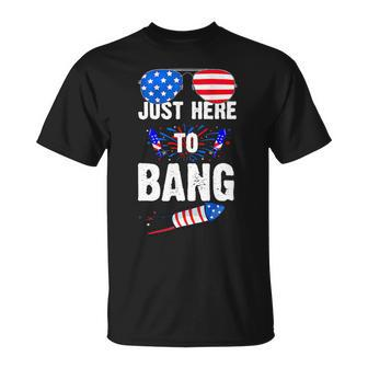 Funny 4Th Of July Im Just Here To Bang Usa Flag Sunglasses 3 Unisex T-Shirt - Monsterry