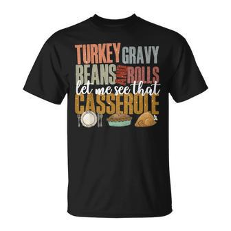 Autumn Retro Thanksgiving Turkey Gravy Beans And Rolls T-Shirt - Thegiftio UK