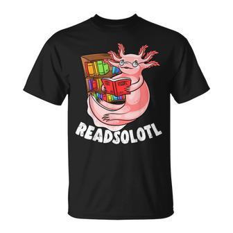 Funny Axolotl Book Lover Reading Lover Literature Reading Funny Designs Funny Gifts Unisex T-Shirt | Mazezy