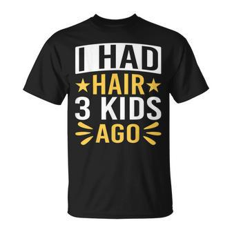 Funny Bald Dad Father Of Three Triplets Husband Fathers Day Gift For Mens Gift For Women Unisex T-Shirt | Mazezy DE