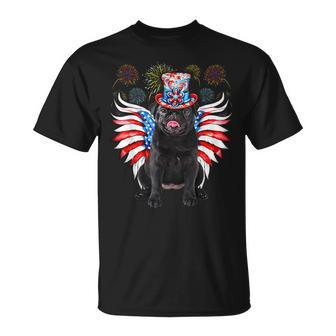 Funny Black Pug 4Th Of July Dog Usa Eagle Wing Flag Dad Mom Gifts For Mom Funny Gifts Unisex T-Shirt | Mazezy