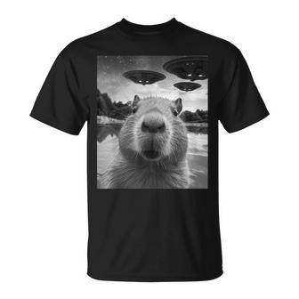 Capybara Selfie With Ufos Weird T-Shirt - Monsterry CA
