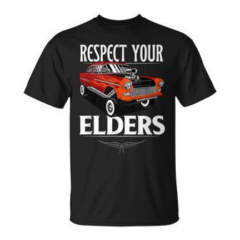 Funny Car Guy Classic Muscle Car Respect Your Elders Unisex T-Shirt | Mazezy