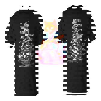 Cat Playing Guitar Cat Lover Graphic Cats Kitten Lover T-Shirt - Seseable