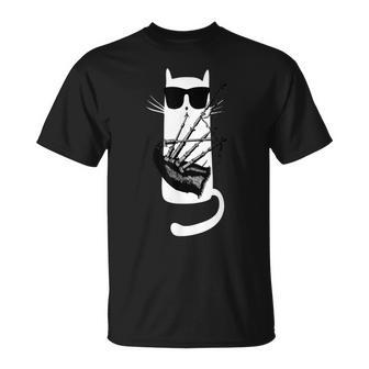 Cat Wearing Sunglasses Playing Bagpipes T-Shirt | Mazezy
