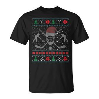 Christmas Ice Hockey Ugly Christmas Sweaters T-Shirt - Monsterry UK
