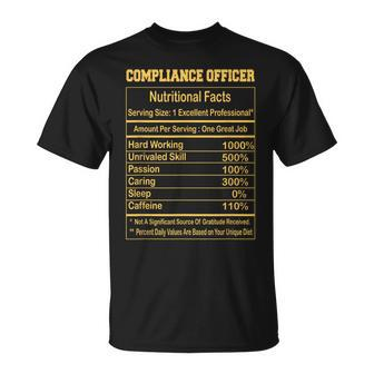 Compliance Officer Nutritional Facts Motivational Quot T-Shirt | Mazezy UK