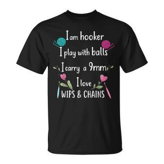 Funny Crochet Knitting | I’M A Hooker Funny Crochet Unisex T-Shirt | Mazezy