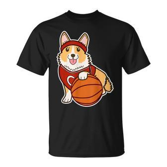 Cute Corgi Basketball Player Lover Corgis Owner T-Shirt | Mazezy