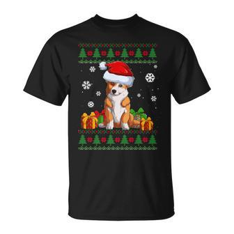 Dog Lover Welsh Corgi Santa Hat Ugly Christmas Sweater T-Shirt - Monsterry