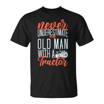 Farming Never Underestimate An Old Man With A Tractor T-Shirt | Mazezy