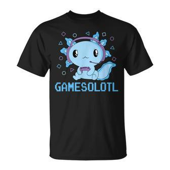 Funny Gamesolotl Anime Kawaii Gaming Axolotl Video Gamer Unisex T-Shirt | Mazezy