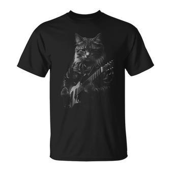 Guitar Cat Rock Cat Playing Guitar T-Shirt - Seseable